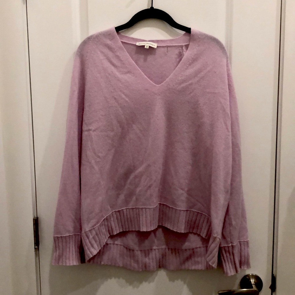 White and Warren Pink Cashmere sweater
